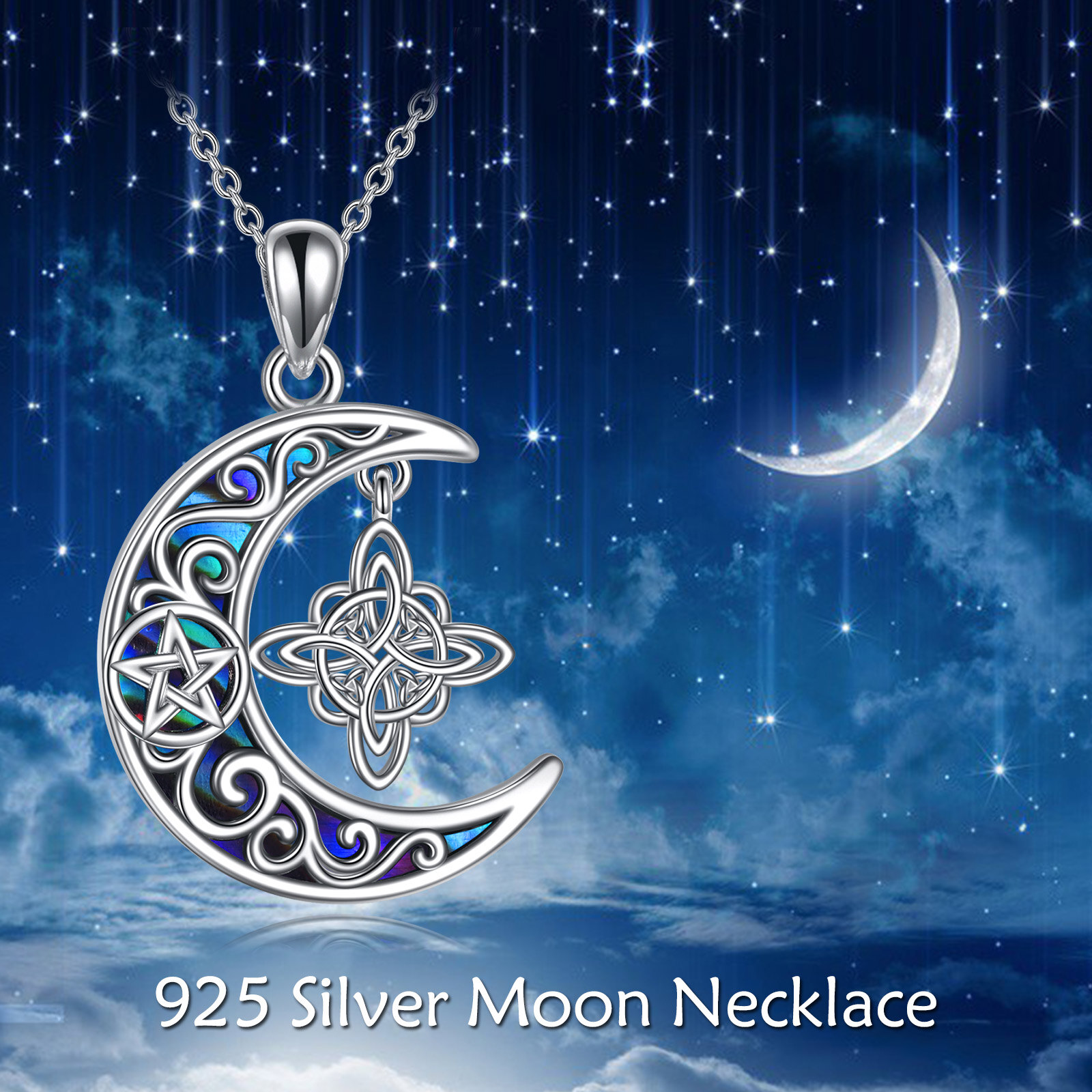 925 Sterling Silver Abalone Shell Celtic Knot Necklace, Vintage Design